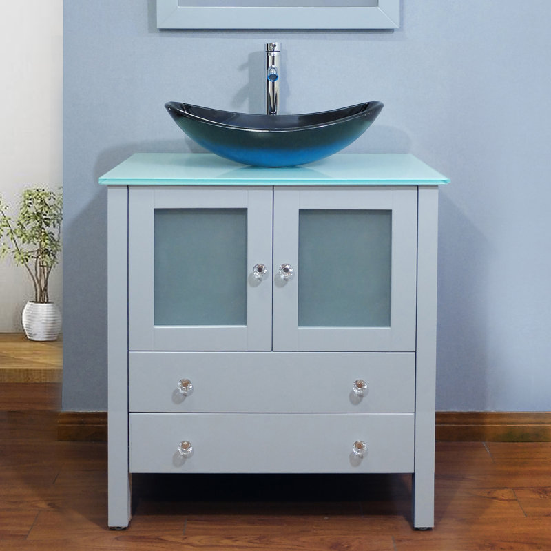 Ensemble de meuble-lavabo simple 30 po Khaqan , gris