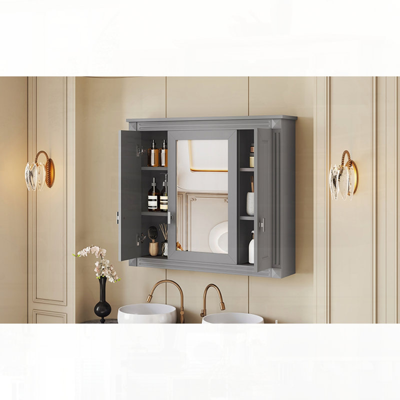Wall Mounted Bathroom Mirror Medicine Cabinet with Shelves