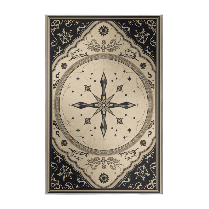 Machine Washable Palvinder Classic Oriental Rug in Beige – Binding, 6 x 9