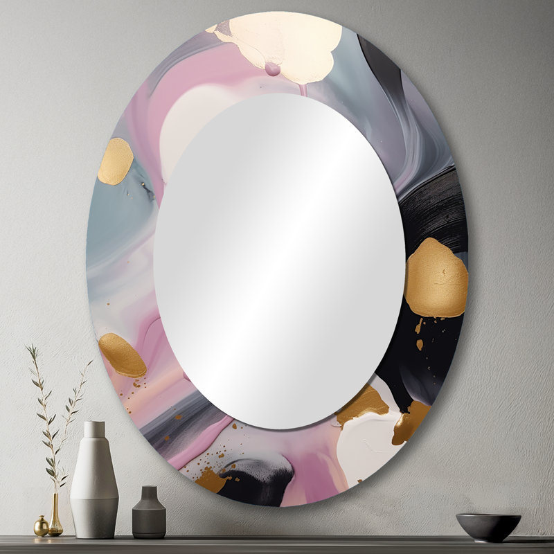 Miroir mural rose et doré Mysterious Marble IV, 43 po x 33 po