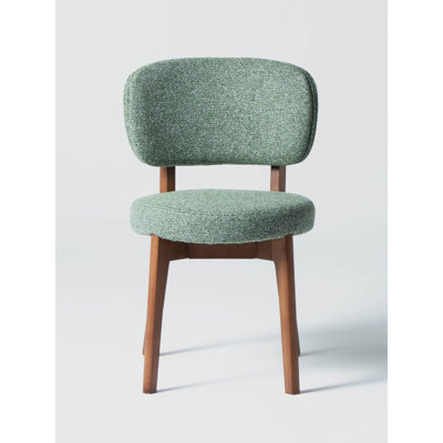 Chaise de salle à manger en tissu vert Mid-Century, chaise d'appoint rembourrée avec pieds en bois massif