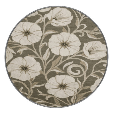 Tapis botanique brun lavable à la machine