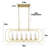 6 - Light Brass Gold Chandelier Linear Chandelier Rectangle Chandelier for Dining Room