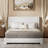 Boucle Bed Frame,Upholstered Bed Frame With Headboard, Surface Cover Soft Cloud Bed Frame Easy Assembly, No Box Spring Required-1804579946-1804579945