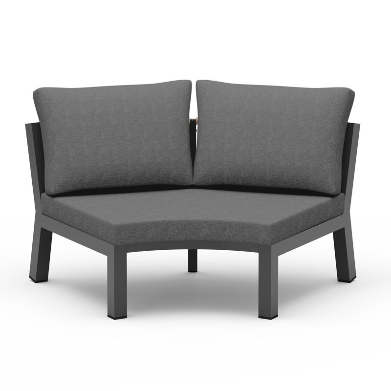 Canapé modulaire courbé pour l'extérieur, Gris foncé, Noir