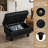 Black Storage Footstool With Copper Plated Nails Decorated With Wear-resistant Fabric And Solid Wood Frame