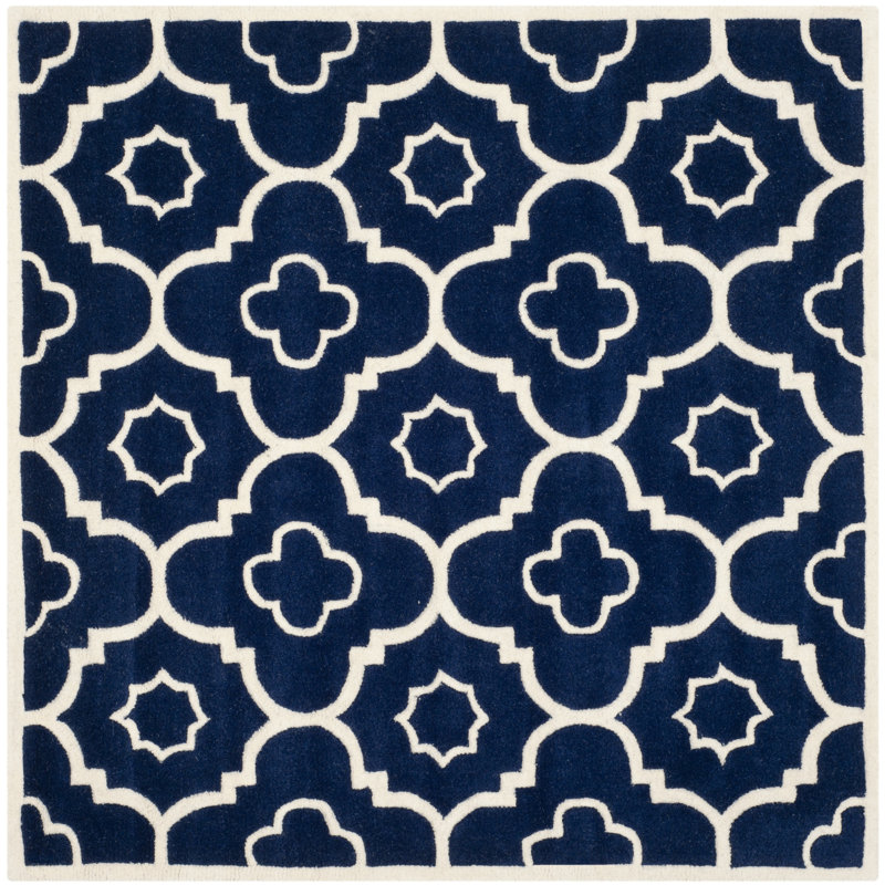 Carolene Hand Tufted Wool Geometric Rug, Square 7'