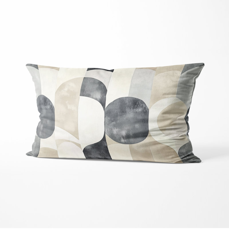 Coussin géométrique à motif géométrique neutre, H 12 po x l 20 po