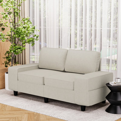 Modern Style Indoor Loveseat With Side Pockets