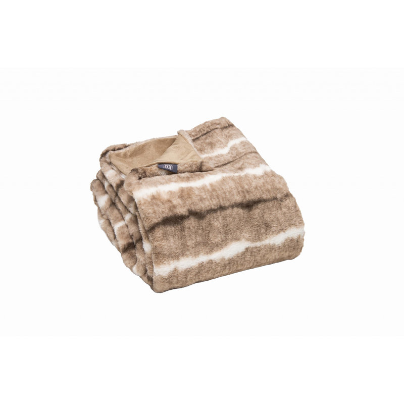 Jeté en fausse fourrure beige