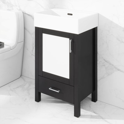 Ensemble de meuble-lavabo en céramique 20 po avec armoire de rangement et tiroir