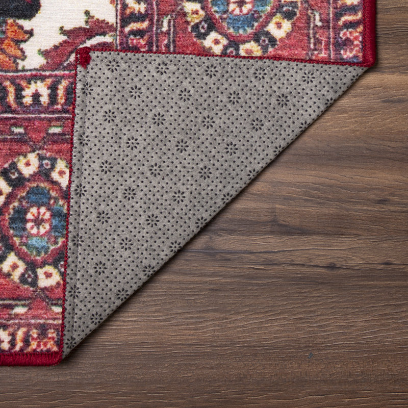 Ramage Maroon Performance Flatweave Washable Oriental Indoor / Outdoor Rug, Runner 2'6" x 7'