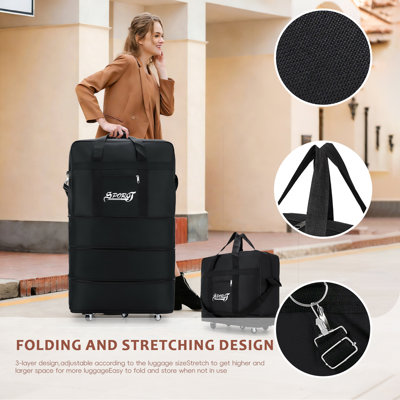 Grande valise de voyage à roulettes pliable 32 po 42 po
