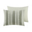 Édredon 3 pièces pour très grand / très grand Sage - 100% coton, rayures alternantes et garniture contrastante en coton blanc et lavable