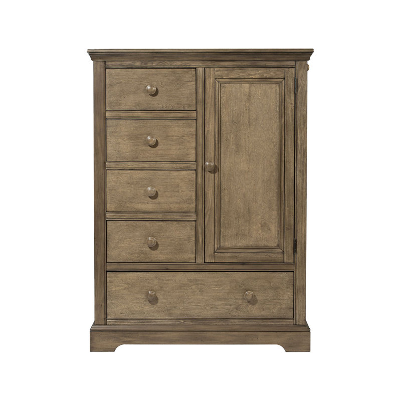 Cashew Solid Hardwood Transitional Chifferobe with Multi-use Storage