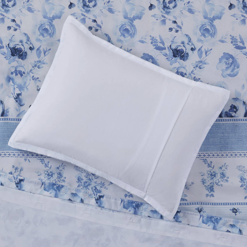 Housse de couette simple / simple TG avec rayures florales rétro, microfibre, lavable à la machine, 2 taies décoratives en microfibre et rayé TG