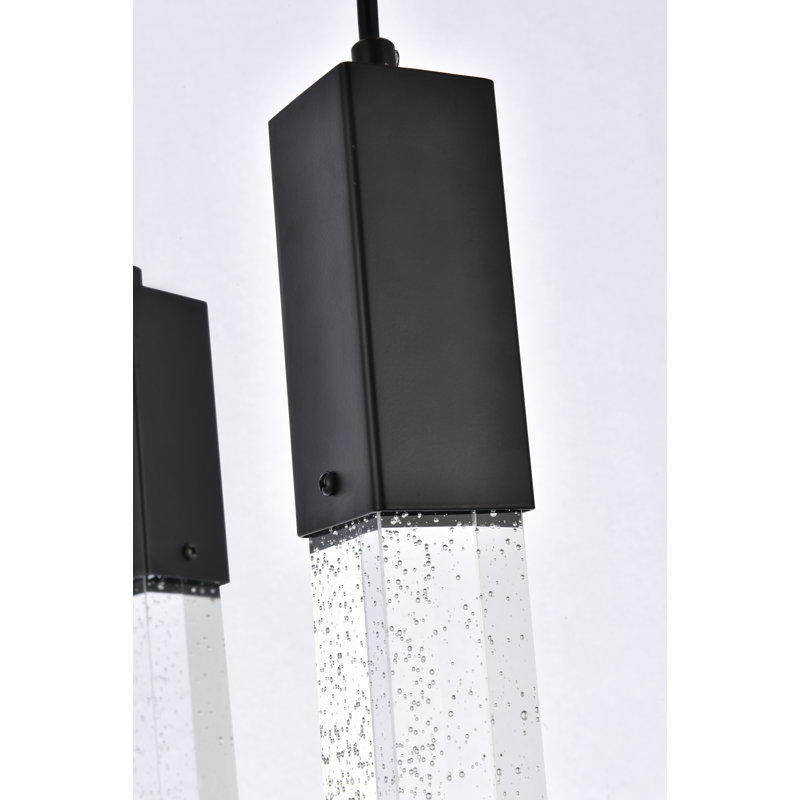 Luminaire suspendu rectangulaire à 5 lumières Aliha, Noir