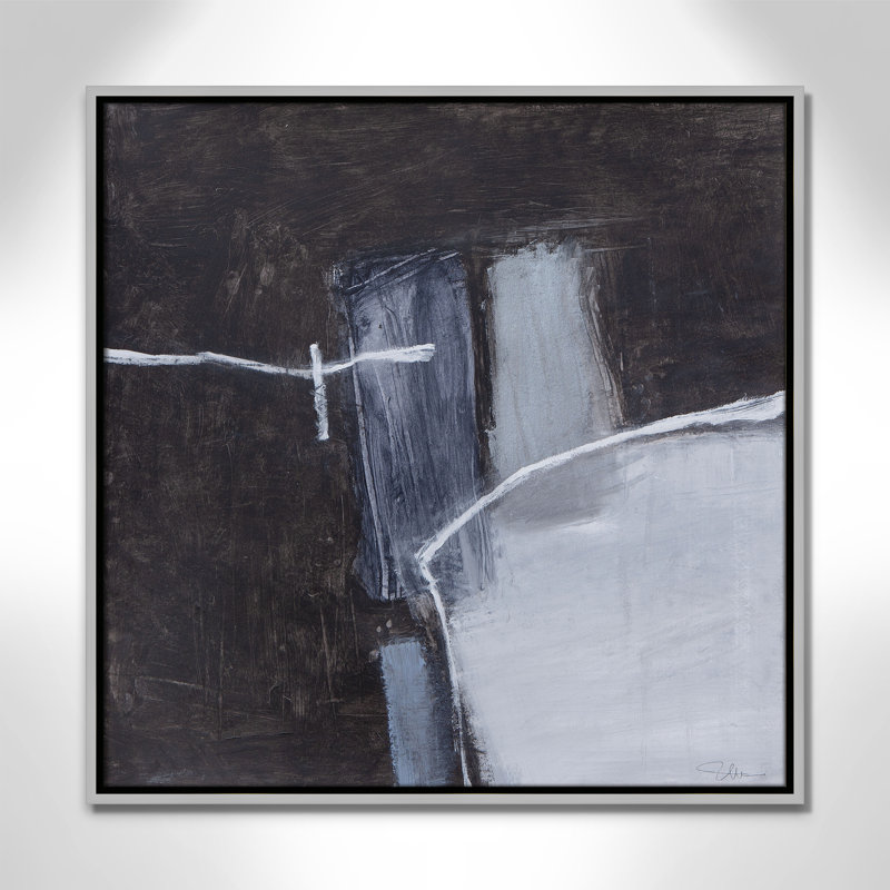Graphite Gemstones I Print by Casa Fine Arts, 25.5" H x 25.5" W, Silver