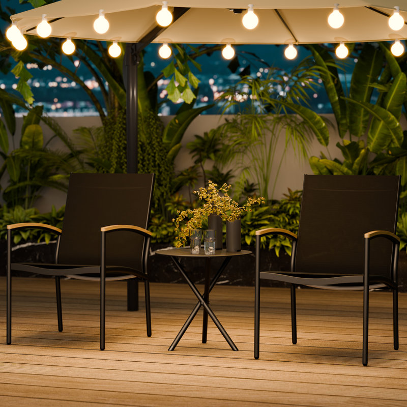 3-Piece Patio Conversation Set, Black