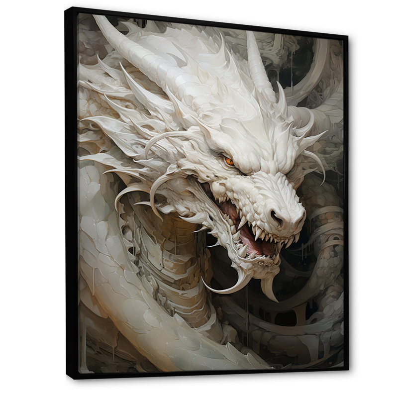 Dragon S Enchanted Realm I - Dragons, art mural, H 32 po x l 24 po x P 1 po, Cadre flottant noir