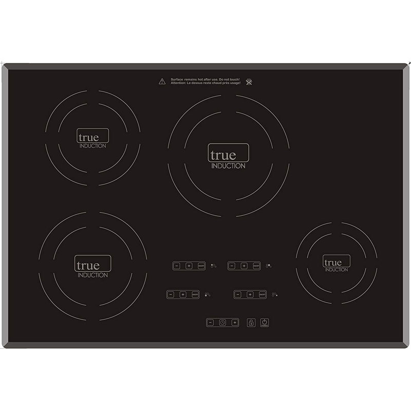 True Induction TI-4B 30" Built-In 4 Burner Induction Glass-Ceramic Cooktop, UL858 Certified, 7400W