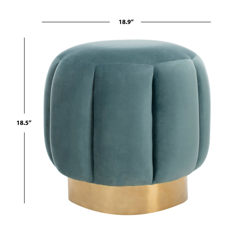 Maxine Round Ottoman, Seafoam Velvet