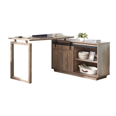 Bureau d'écriture en L Fior, porte de grange en bois patiné 56 pouces