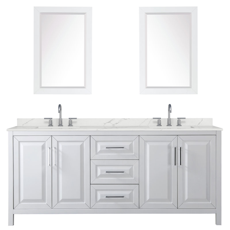 Daria 80'' W Vanity, Polished Chrome, White, Giotto Quartz
