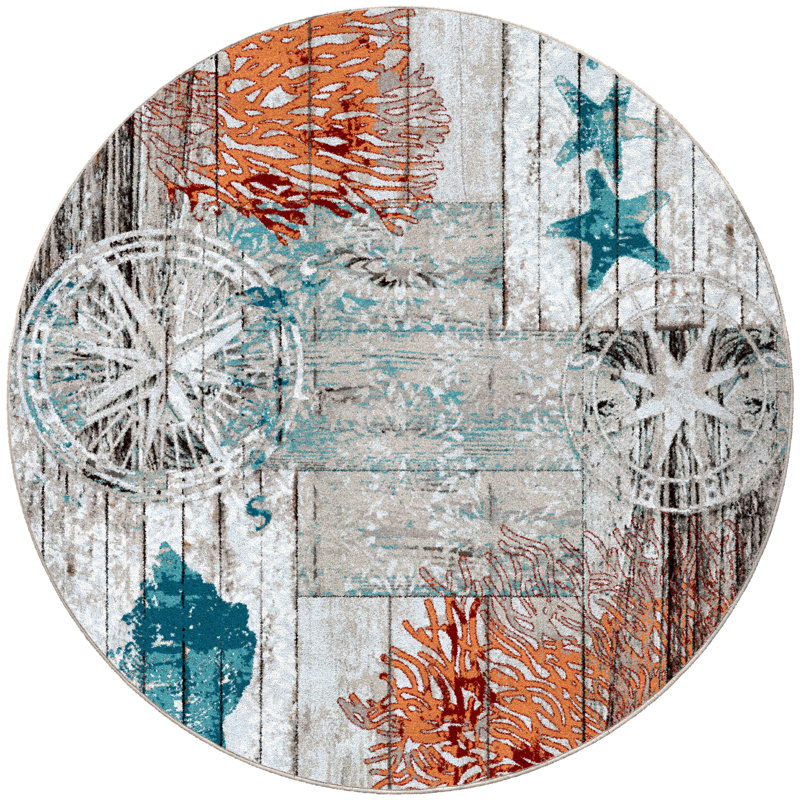 Aziz Abstract Indoor Rug, Round 8'