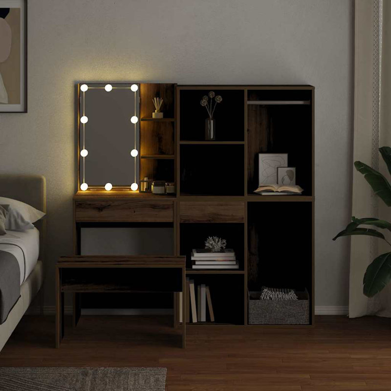 Rosilind Dressing Table with Mirror, Artisan Oak