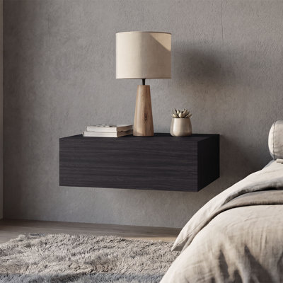 Vienna Floating Nightstand, Sleek Wall-Mounted Design With Spacious Drawer Storage