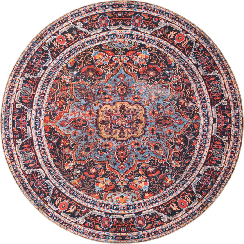 Gamero Chenille Geometric Indoor Rug, Round 7'7"