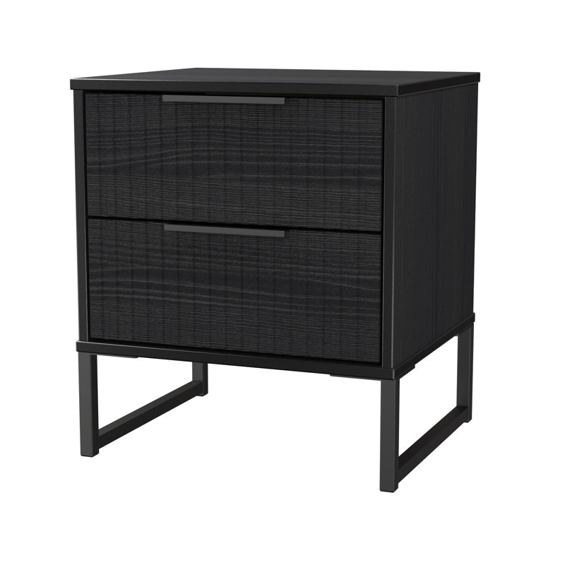 Chaelynn 45cm W Manufactured Wood Bedside Table, Black
