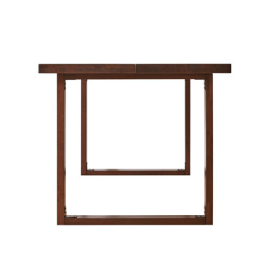 180cm Large Solid Wood Dining Table, Mid‑Century Modern Rectangular Solid Wood Kitchen Table, Dark Walnut Solid Wood Table for Dining Room Home Office