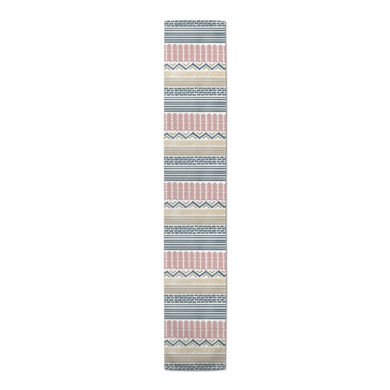 Alouise Rectangle Geometric Polyester Table Runner, 90'' x 16''