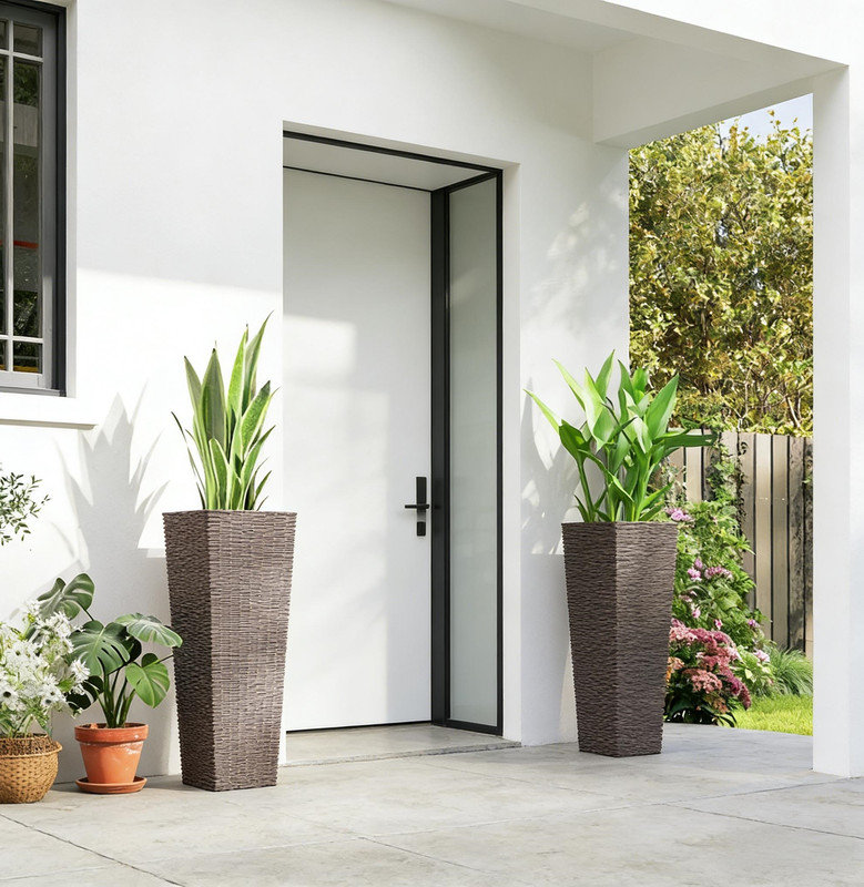 Boîtes à fleurs, ensemble de 2 pots à fleurs, pots à fleurs hauts