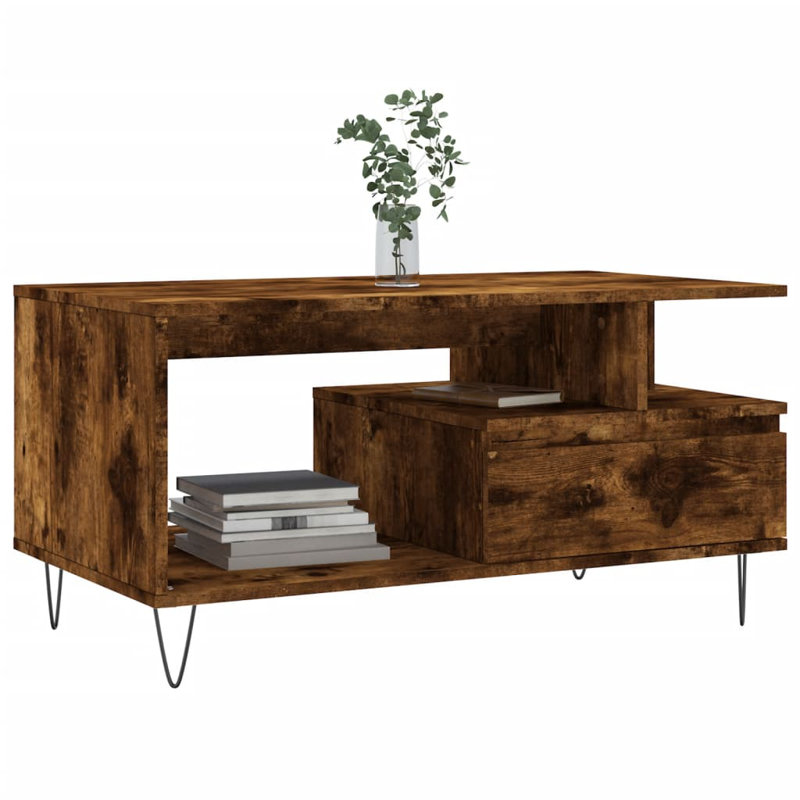 Coffee Table with Storage, Smoked Oak