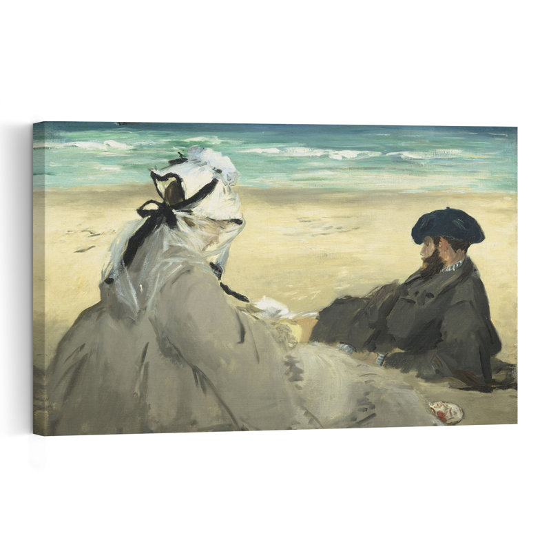 Sur la plage, 1873 - Portrait de plage contemporain - Affiche murale, H 16 po x l 24 po