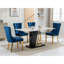 Upholstered Velvet Side Chair in Blue Finish with Gold Legs, Tufted Back, Set of 2, for Modern Dining Rooms