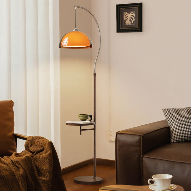 Argenté + acrylique brun noyer + bois massif + lampes sur pied sans fer