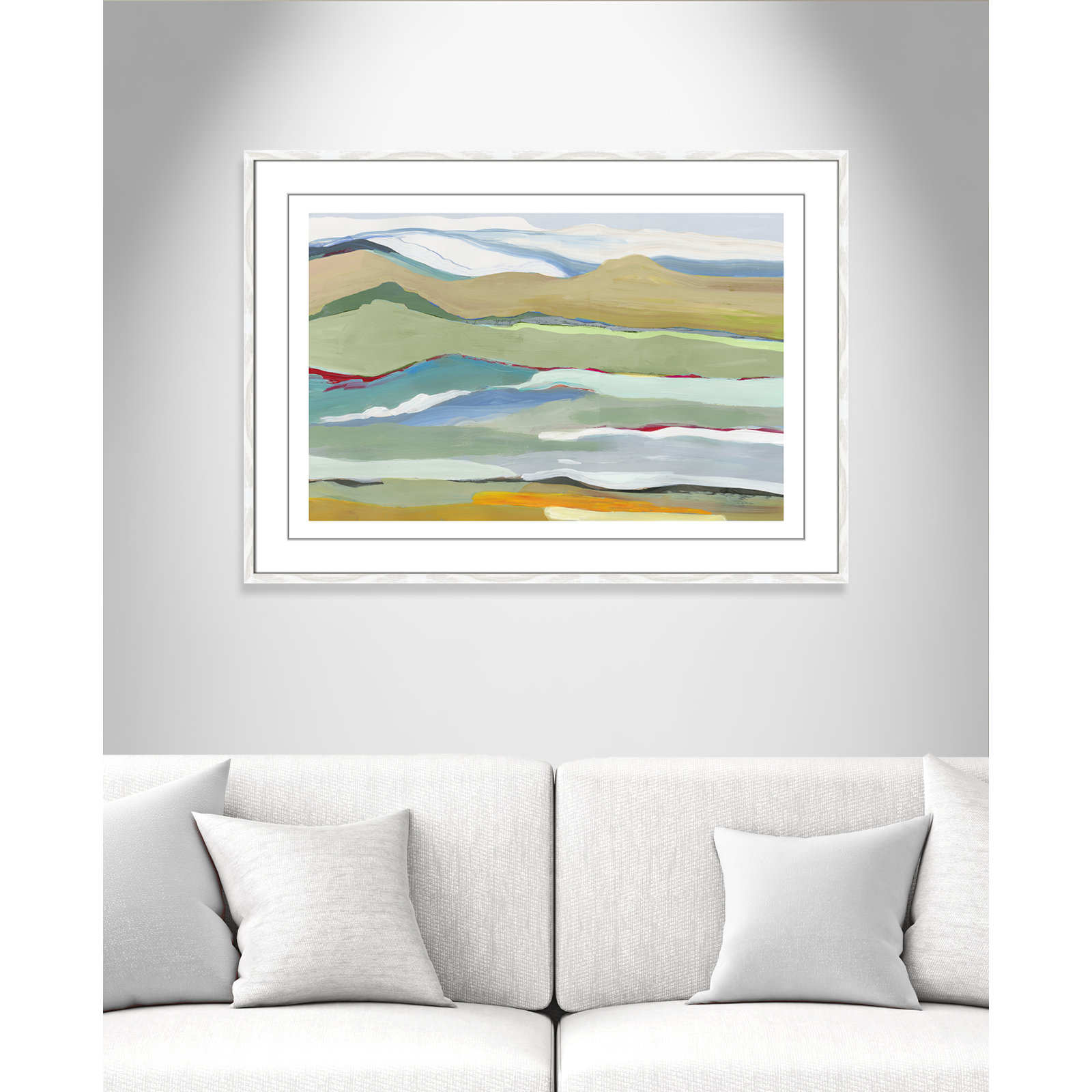 Goodbye Summer on the Hills - Picture Frame Painting, White Wood Framed, 29.5" H x 41.5" W x 0.75" D