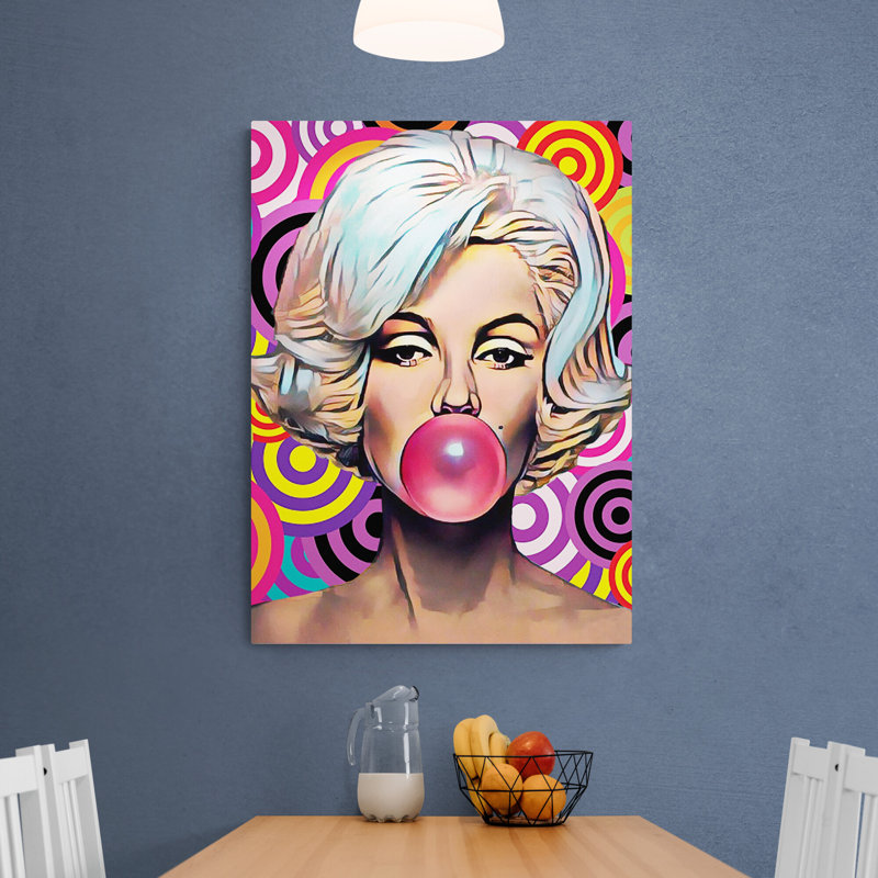 Marilyn Monroe - Bubble Gum - Wrapped Canvas Print, 117cm H x 81cm W x 3.81cm D