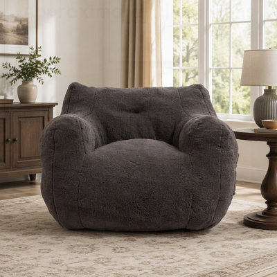 Pouf confortable en mousse haute densité avec accoudoirs pour adultes, idéal pour se détendre dans le salon et la chambre.