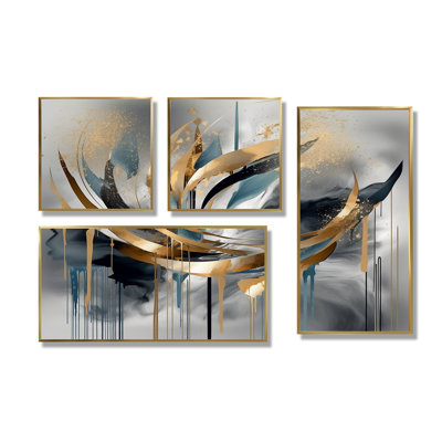 Formes abstraites et lignes infinies III - Formes abstraites, grandes impressions sur toile, 4 pièces