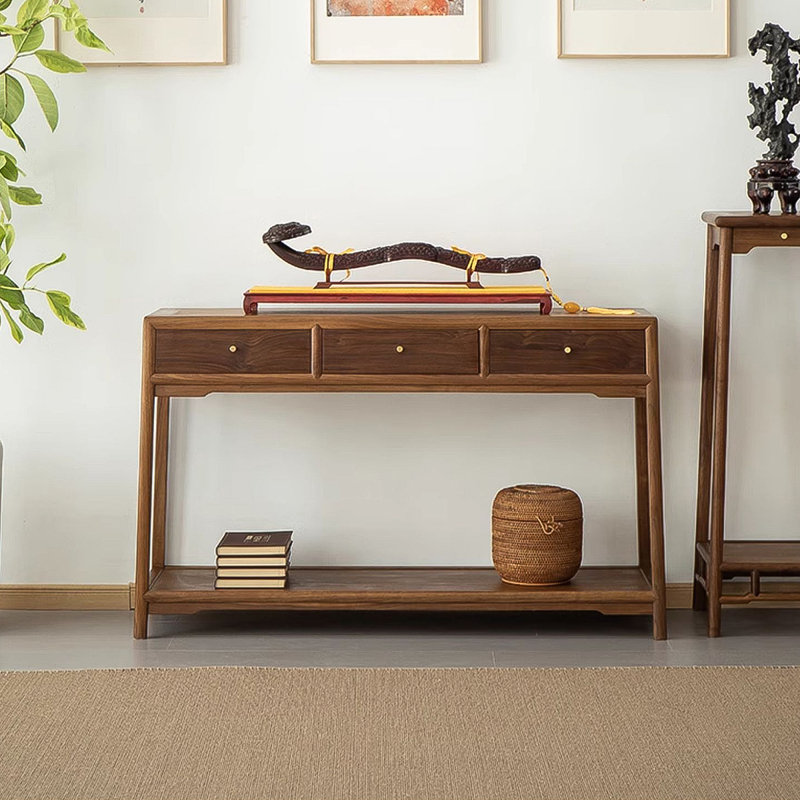 50.39" Brown Rectangular Solid Wood Console Table