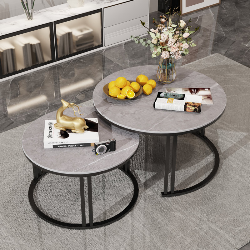 Ensemble de 2 tables basses gigognes Jakesha, gris