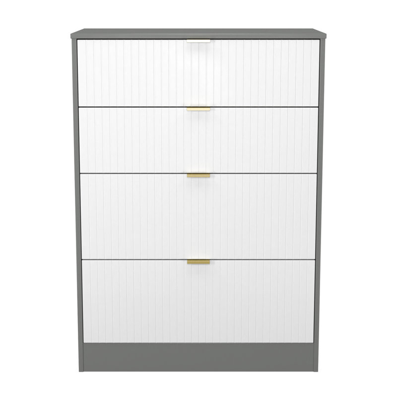 77 cm W Chest of 4 Drawers, White/Grey