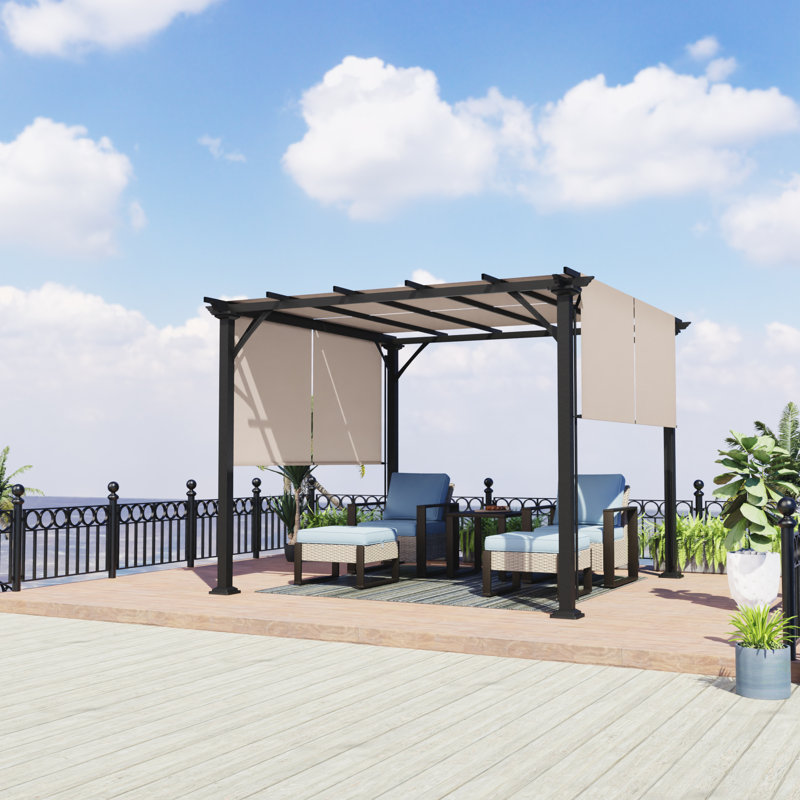 Pavillon de jardin permanent en métal L 10 pi. Pergola en métal avec auvent