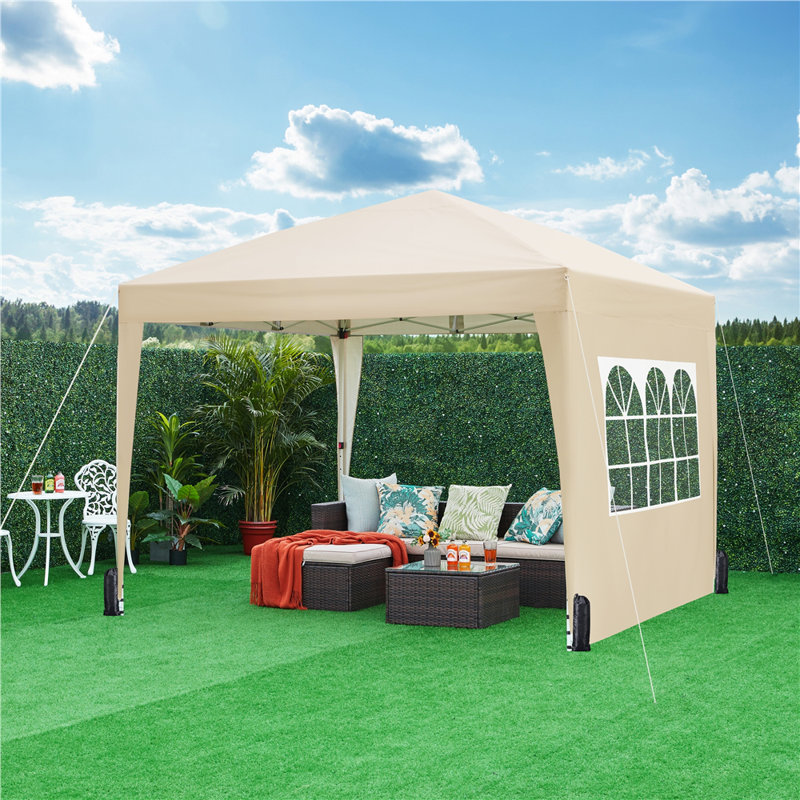 Iron Pop-Up Gazebo, Beige, 287cm H x 300cm W x 300cm D