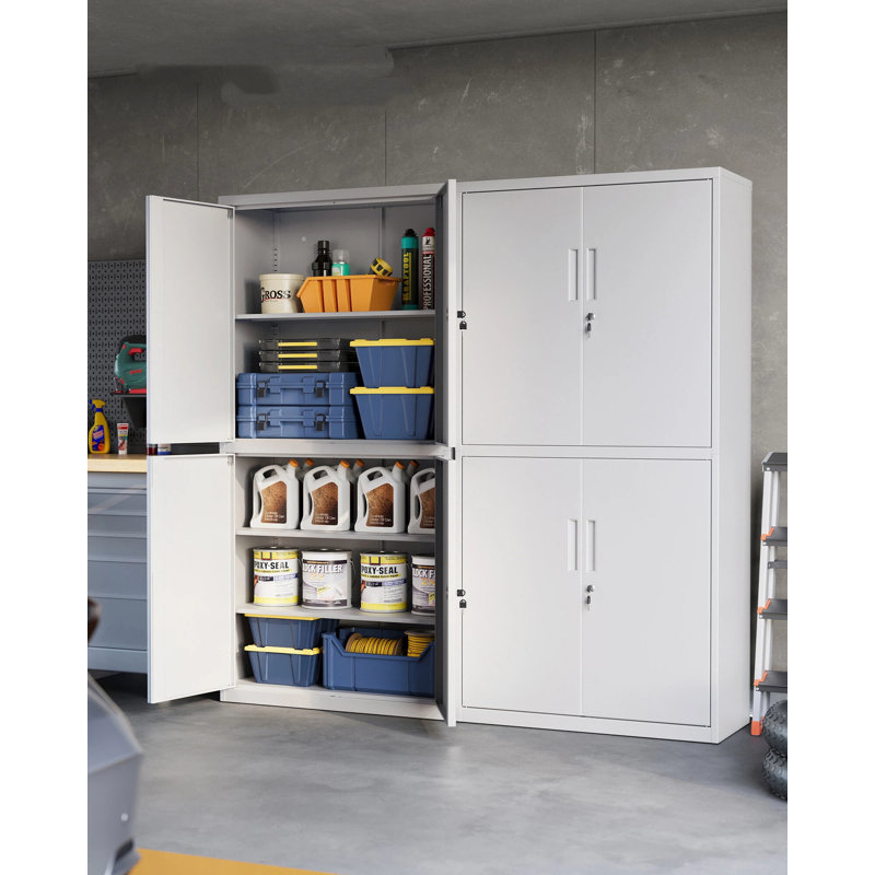 Metal Storage Cabinet, Matte Grey